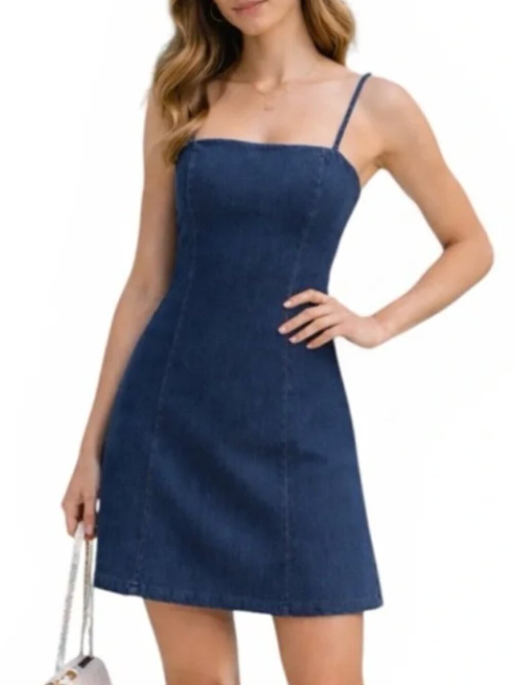 Susana Monaco Denim Square Neck Fit & Flare Dress